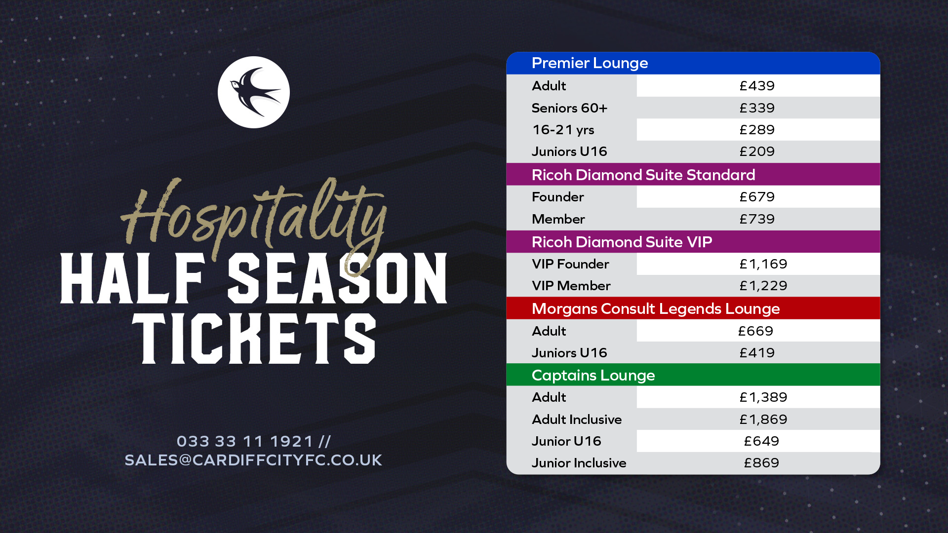 2024/25 Hospitality Half Season Tickets