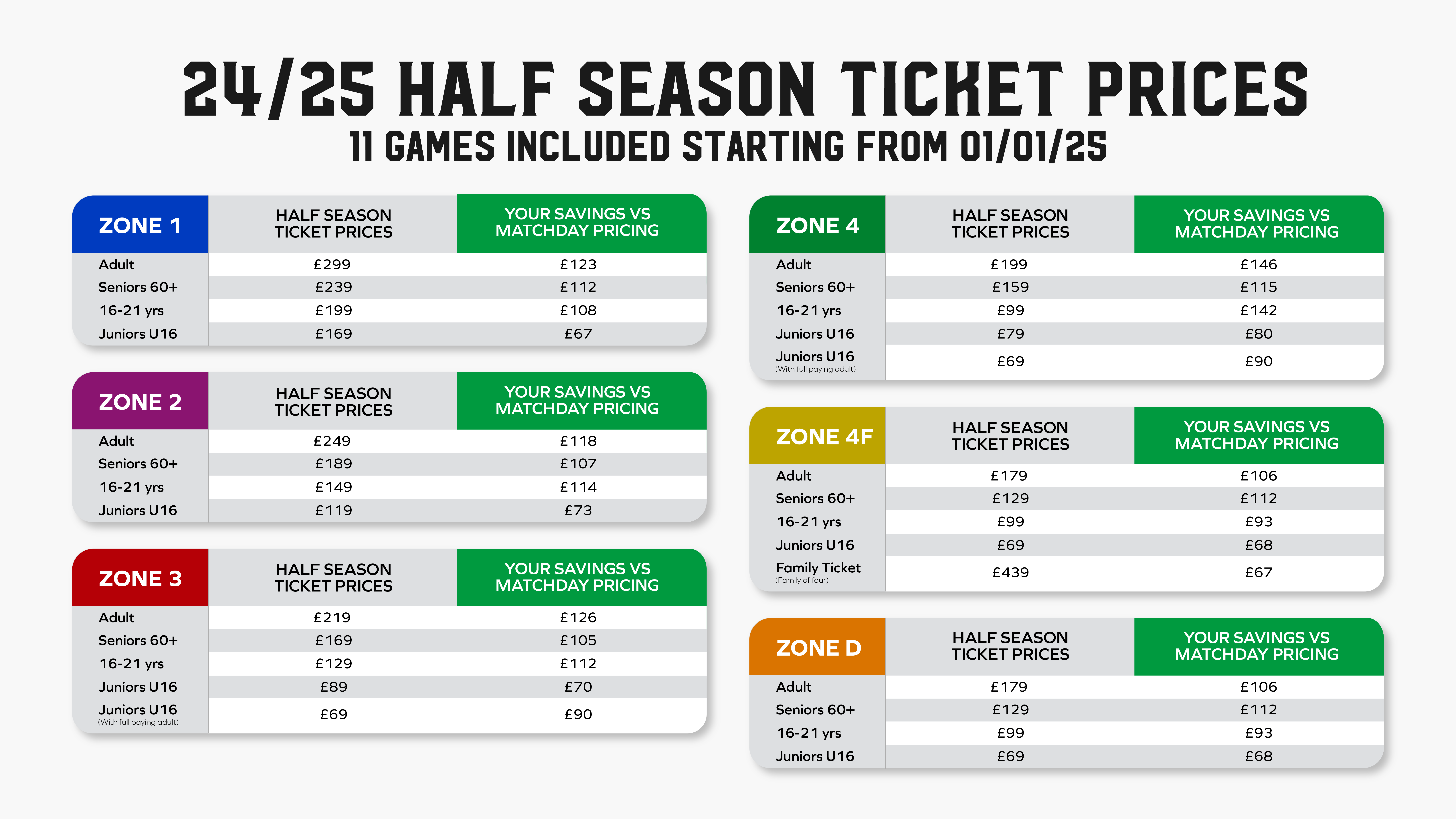 2024/25 Half Season Tickets