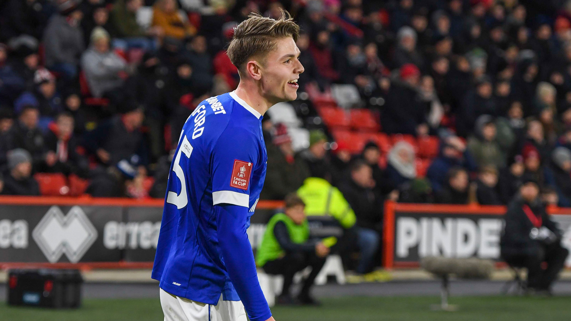 Cian Ashford celebrates his winner at Sheffield United...