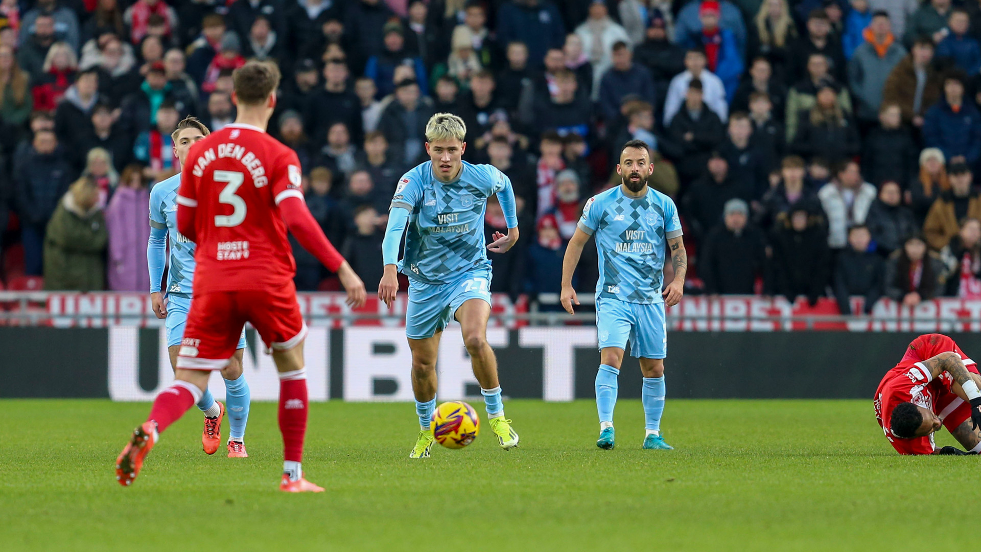 Rubin Colwill in action at the Riverside...