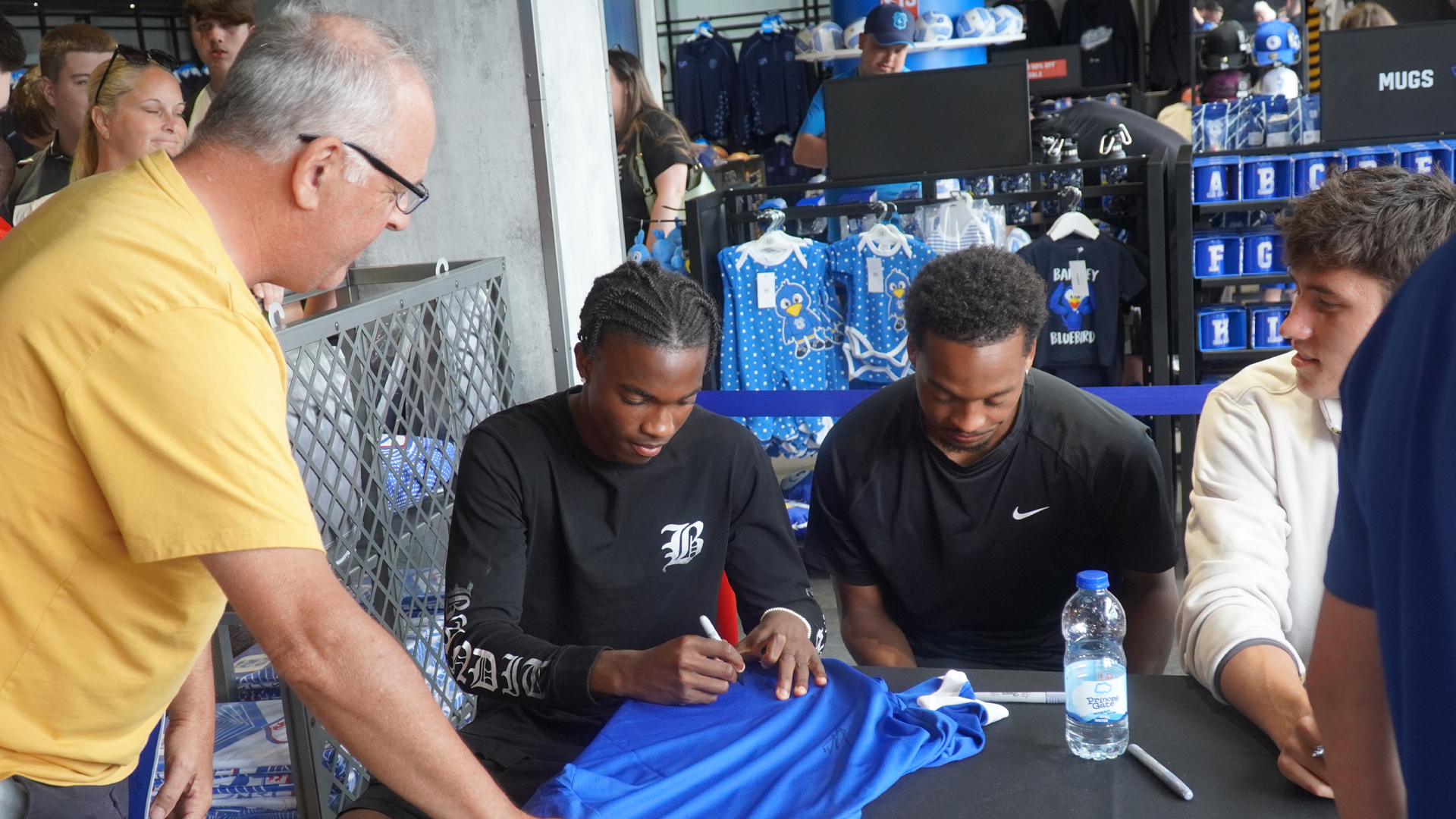 Tanatswa Nyakuhwa (left) and Chris Willock meet the City fans