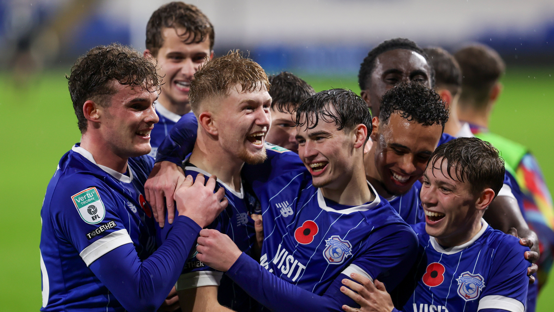 City celebrate following Will Spiers' goal against the Gunners.