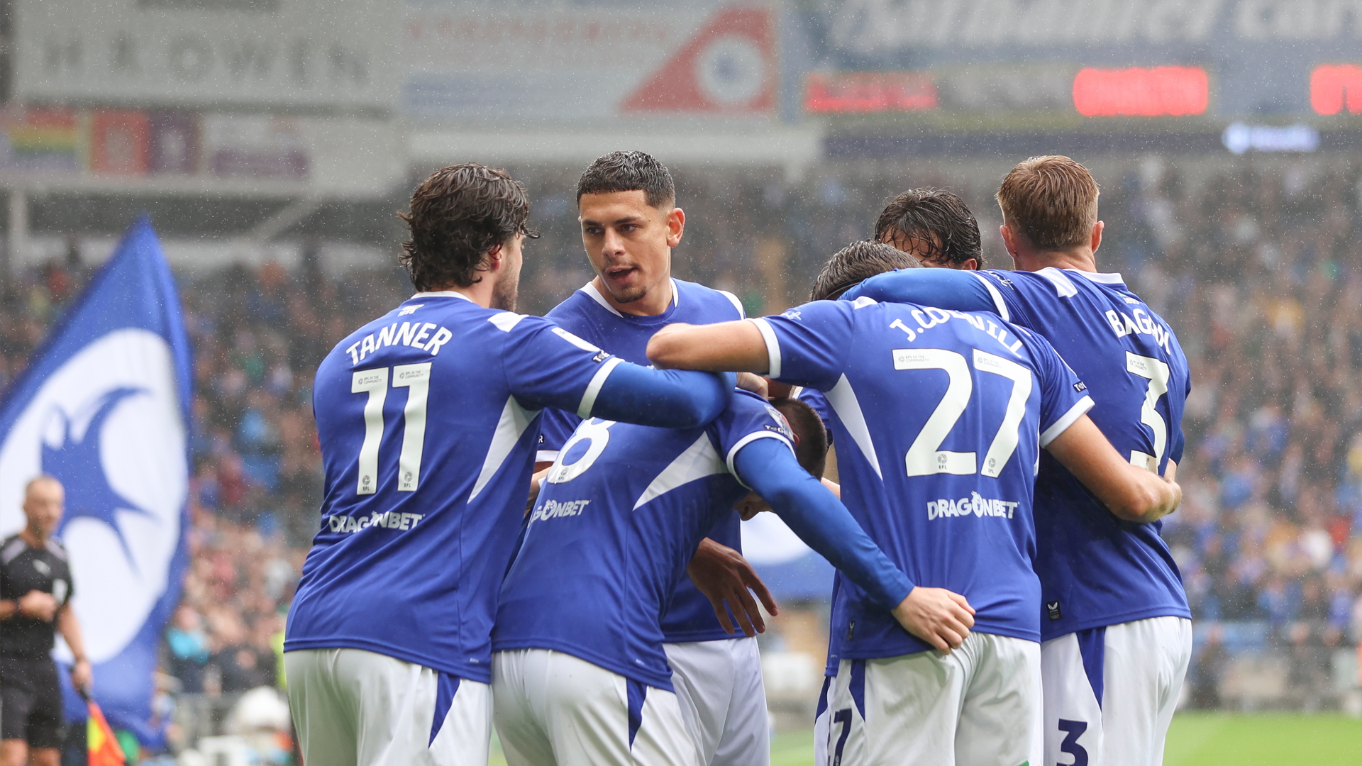 City celebrate scoring against Charlton Athletic.