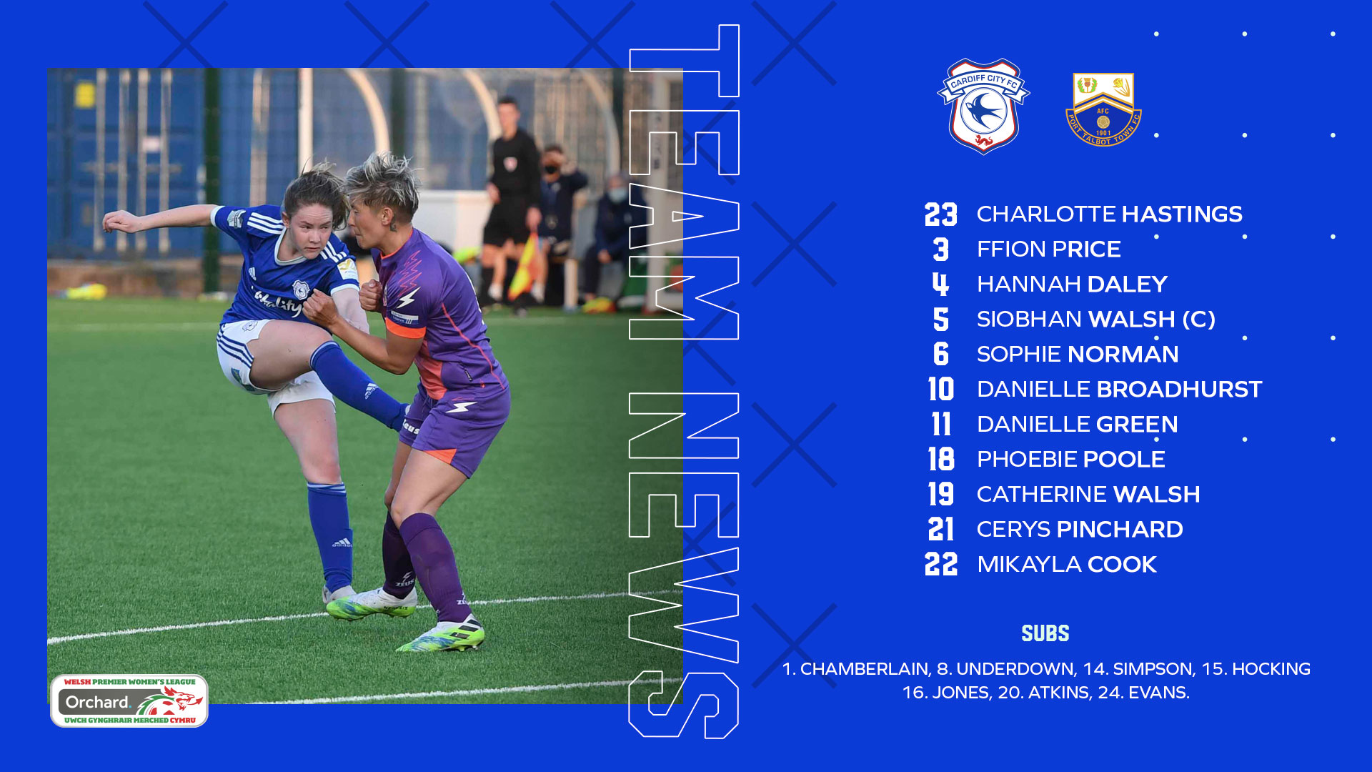 Team News for the clash with Port Talbot Town Ladies...