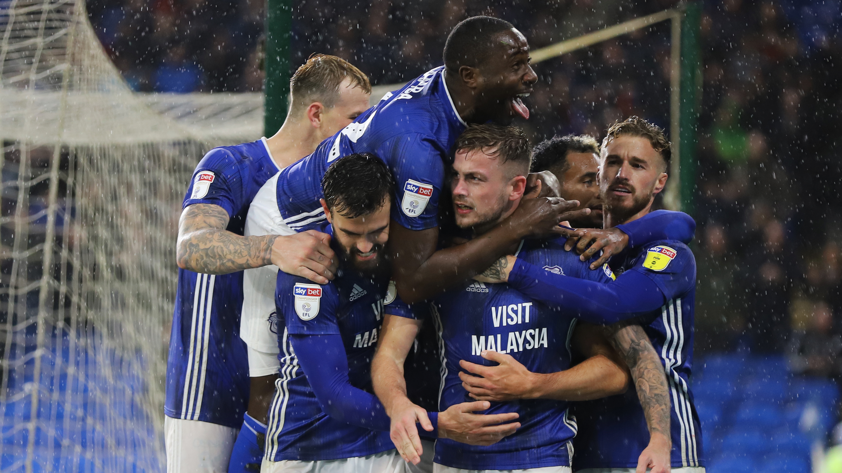 Sol celebrates City's fourth goal at CCS...