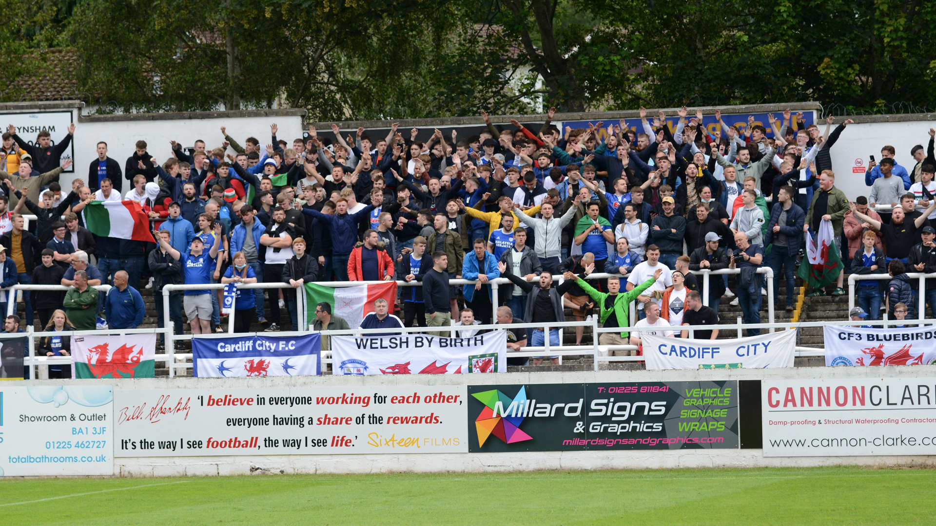 The City fans enjoy the match in Bath...