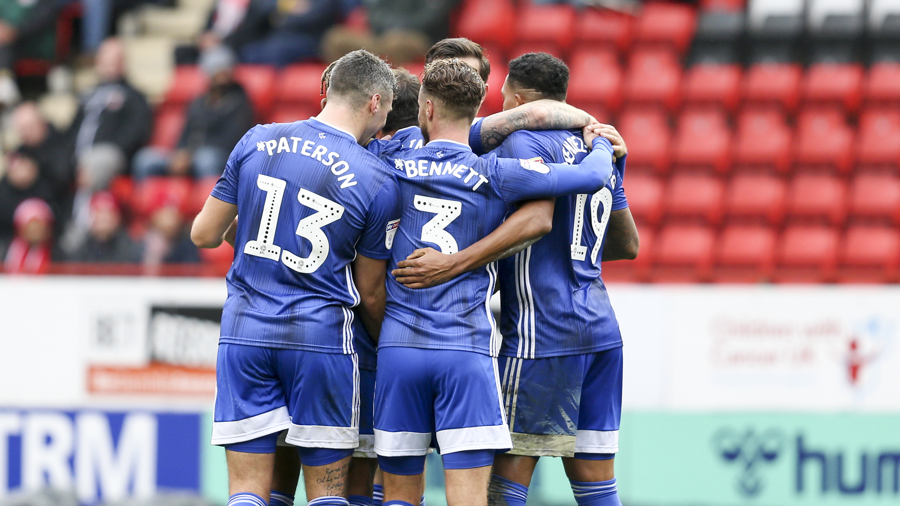 Paterson and the team celebrate on Saturday at Charlton...