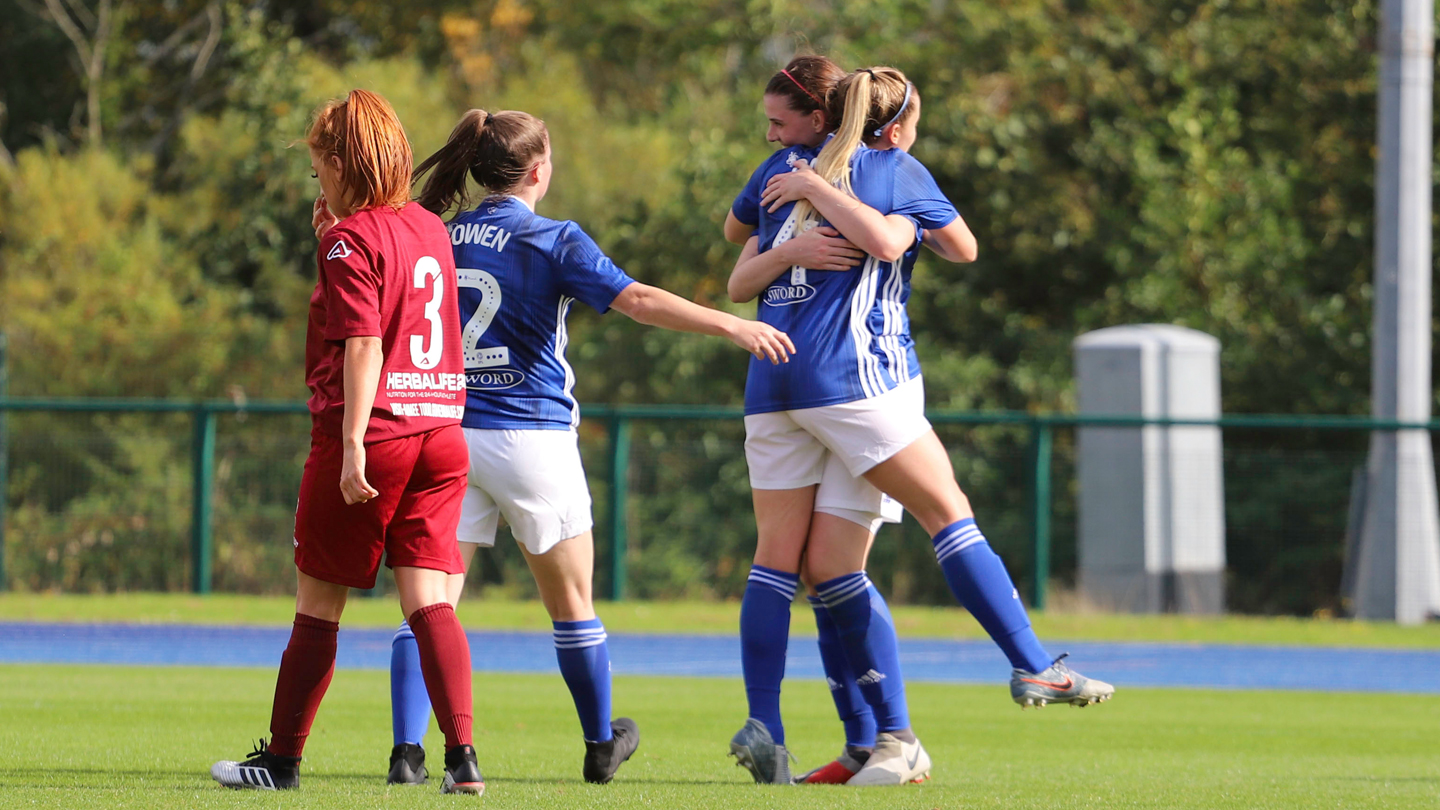 City in action against Llandudno Ladies...