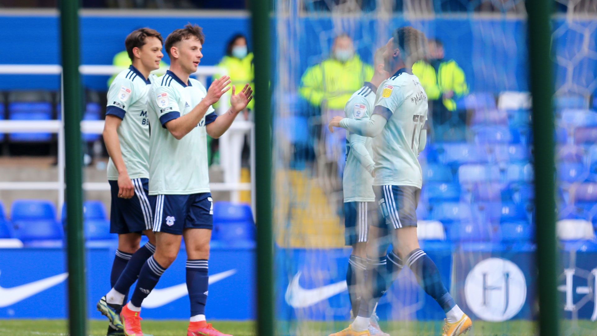 Mark Harris celebrates his goal...