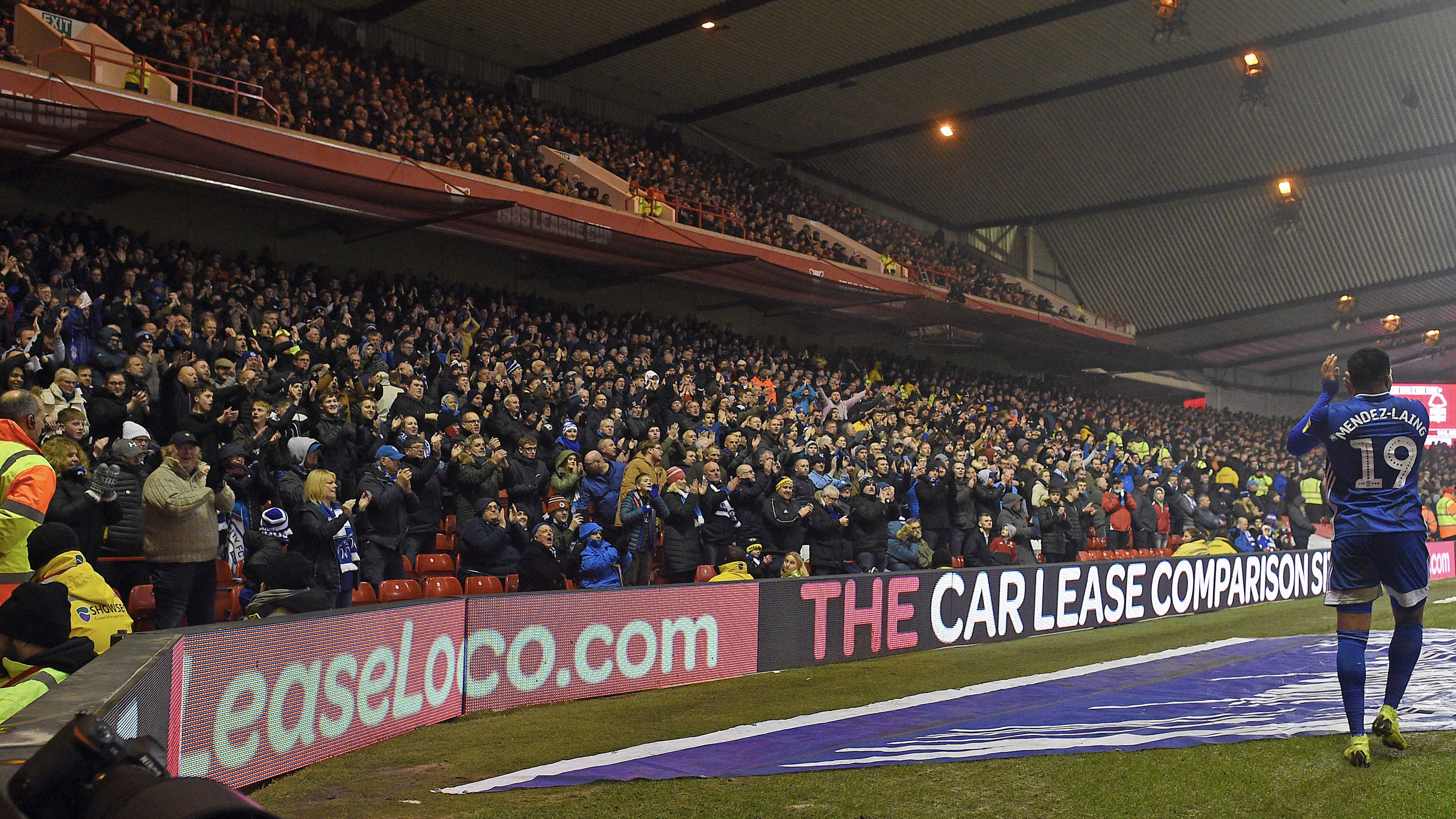 NML celebrates with the City fans at Forest...