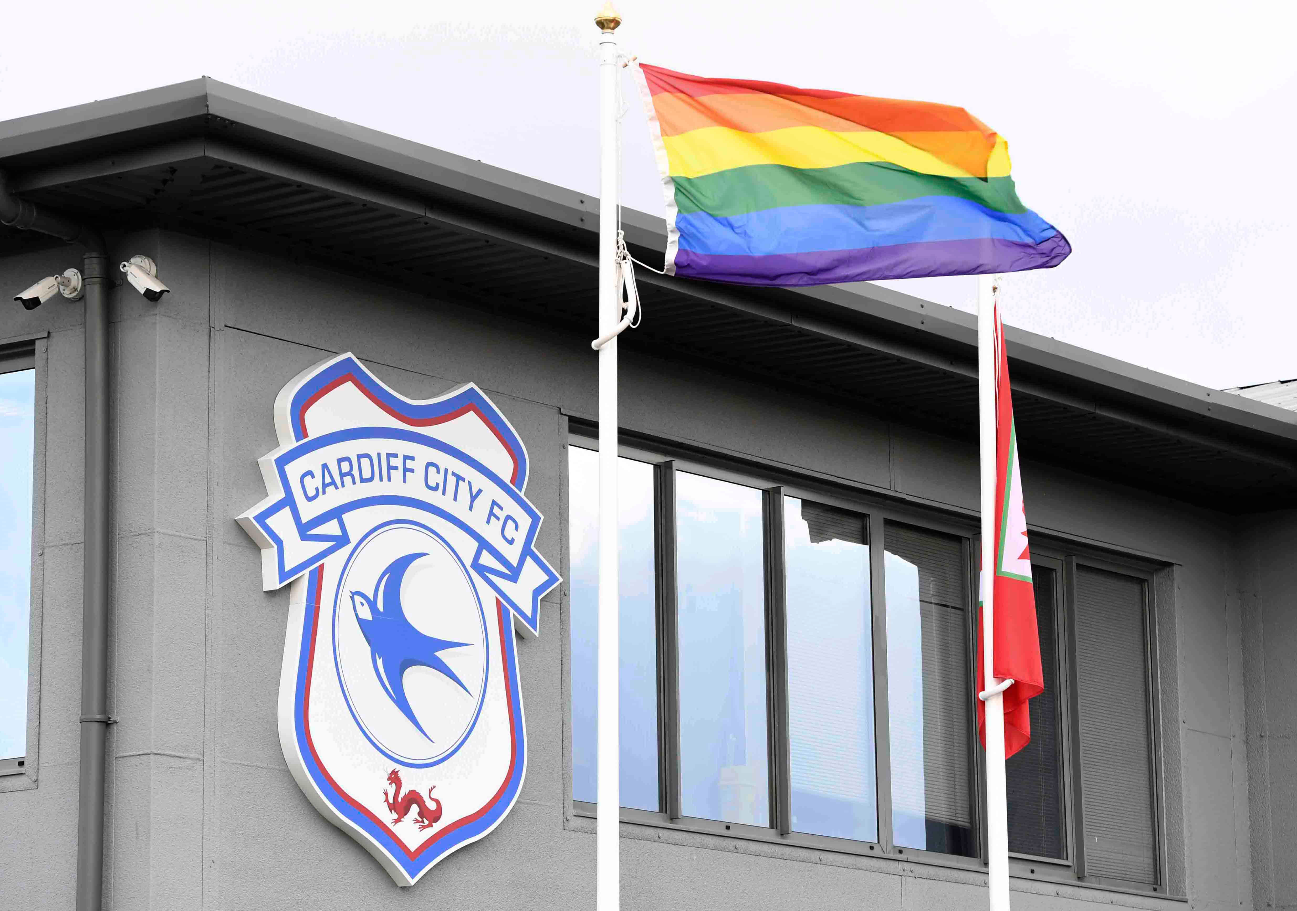 The Bluebirds fly a Rainbow Flag at their training facility...