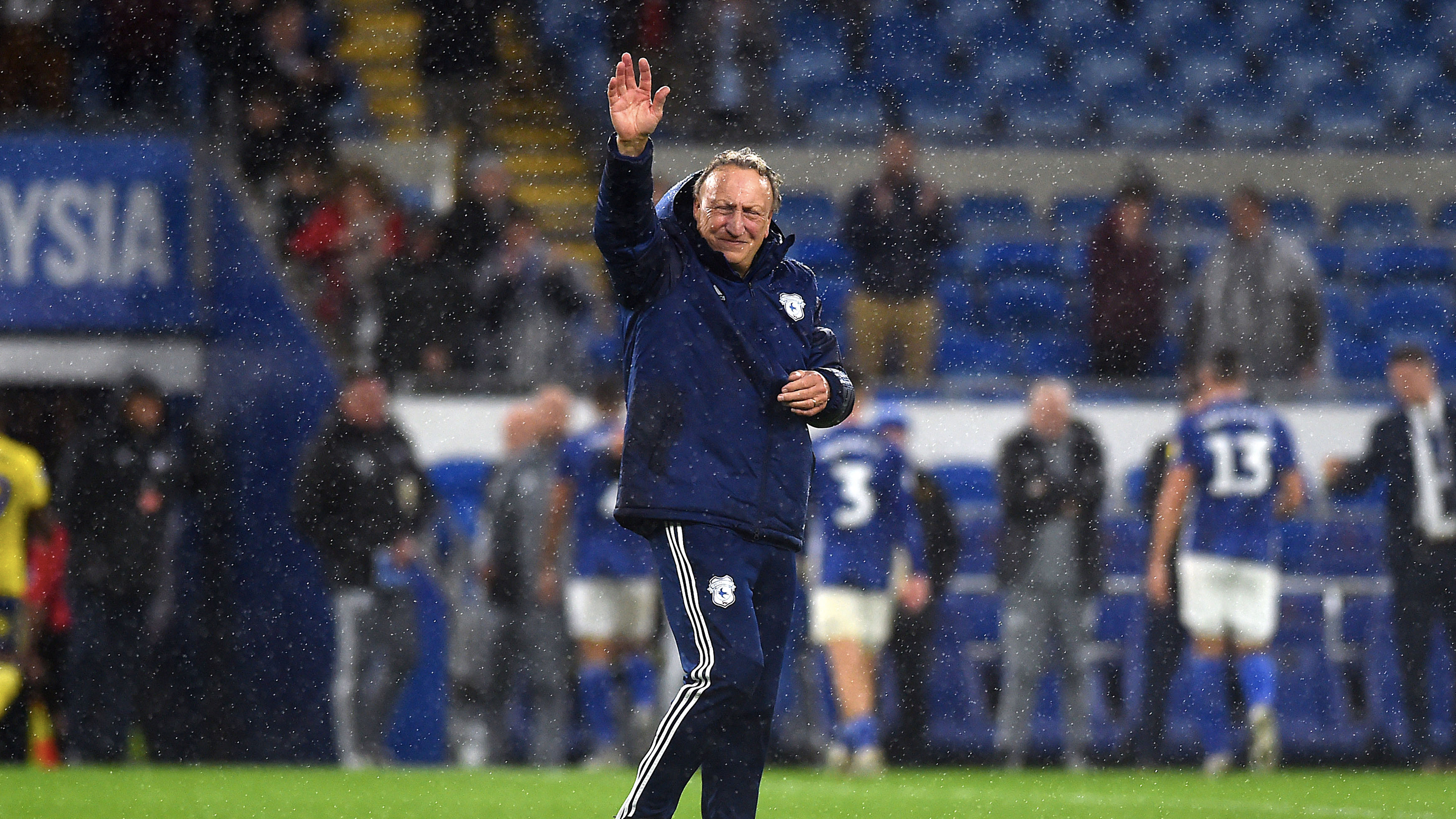 The Gaffer celebrates post match...