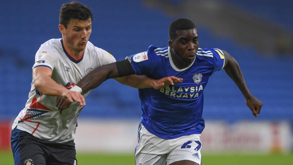 Sheyi Ojo battles against Luton Town...