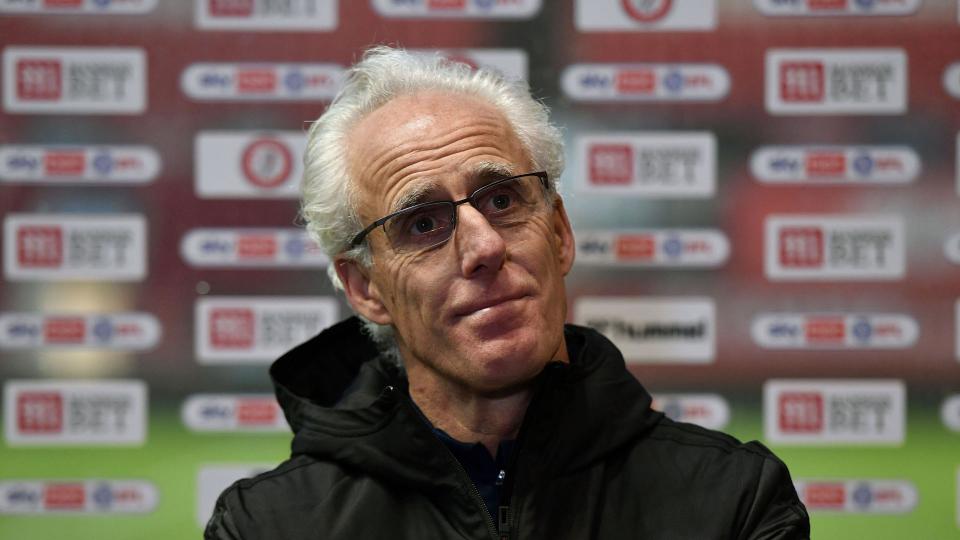 Mick McCarthy addresses the press at Ashton Gate...