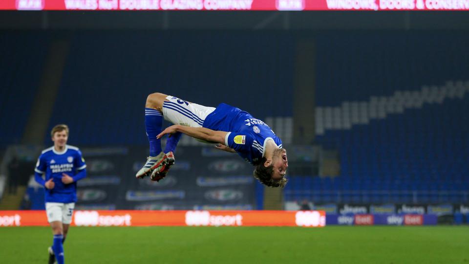 Will Vaulks celebrates his wonder goal...