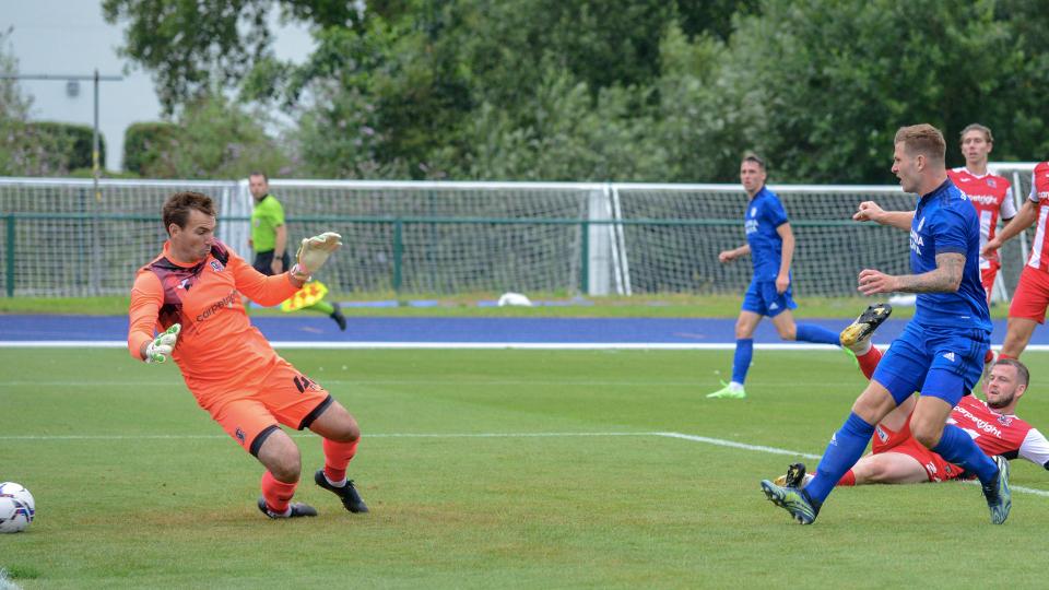 James Collins scores against Exeter City...