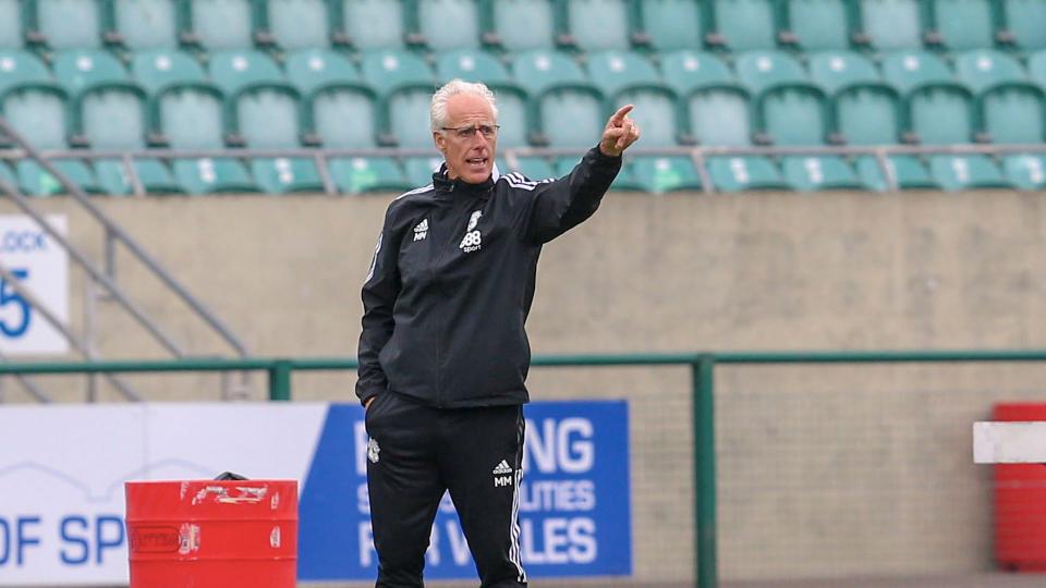 Mick McCarthy on the touchline at Leckwith...