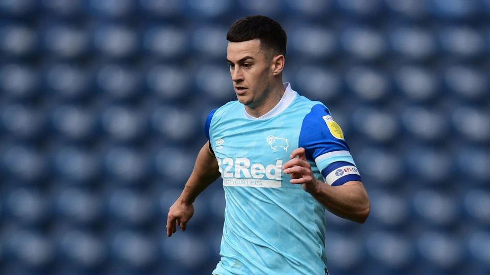 Tom Lawrence in action for Derby County...