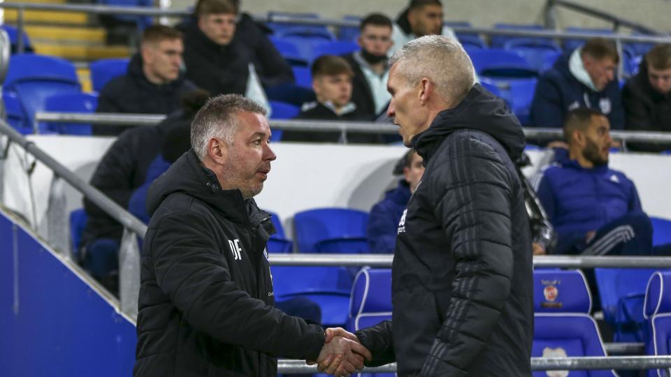 Steve Morison and Peterborough boss Darren Ferguson...