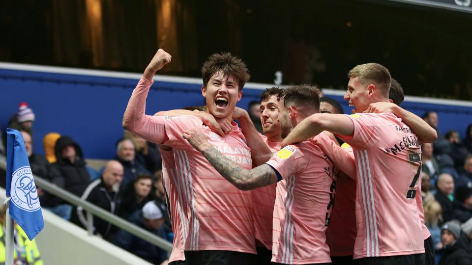 Rubin Colwill celebrates his winner at QPR...