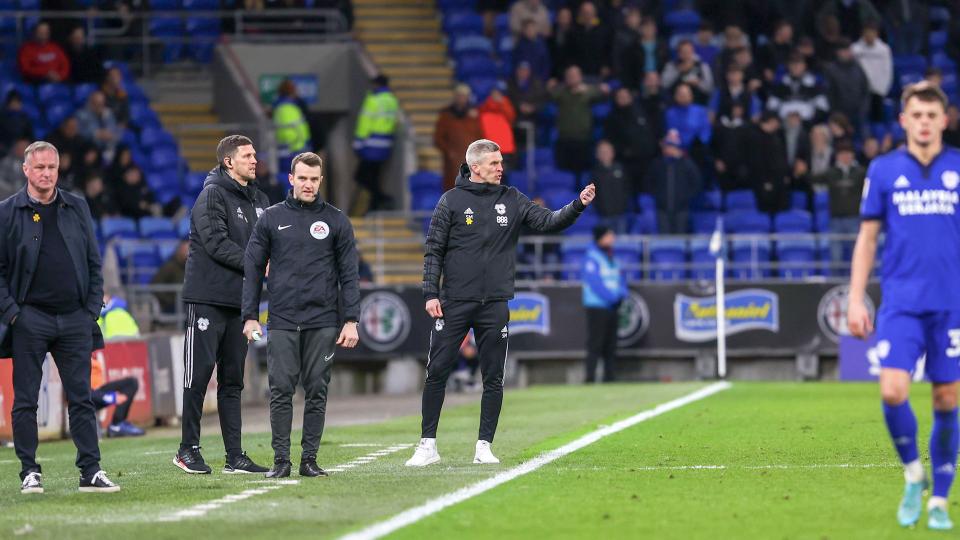 Steve Morison on the touchline at CCS...