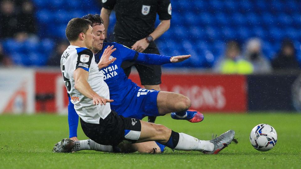 Ryan Wintle in action at Cardiff City Stadium...