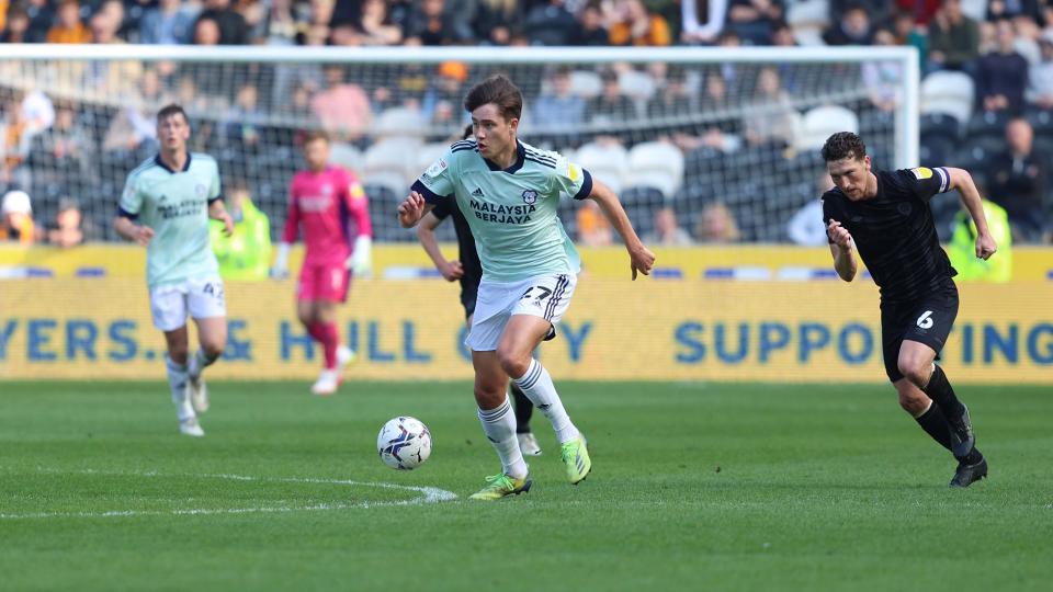 Rubin Colwill in action at the MKM Stadium...