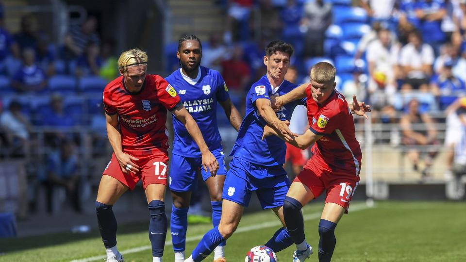 Mahlon Romeo is action for the Bluebirds against Birmingham City...