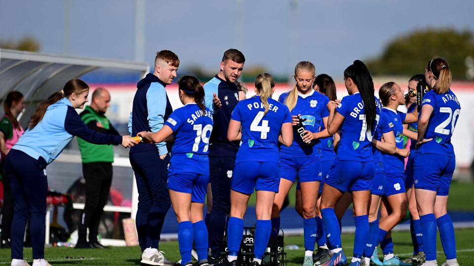 The Bluebirds talk tactics at Cardiff International Sports Campus...