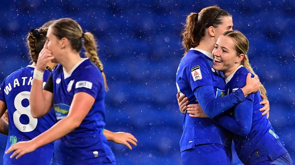 Danielle Green celebrates her goal at CCS...