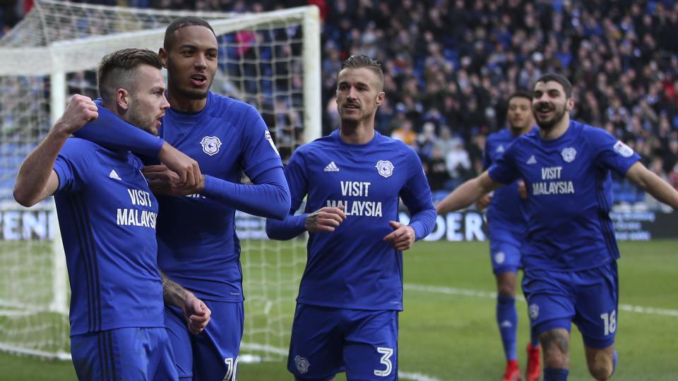 Joe Ralls celebrates his goal against Sunderland...