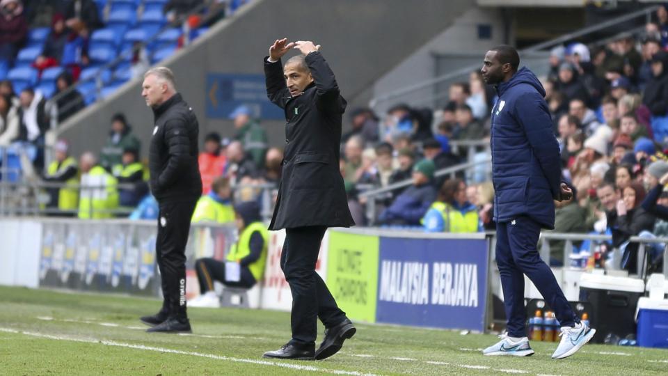 Sabri Lamouchi does the Ayatollah on the touchline at CCS...