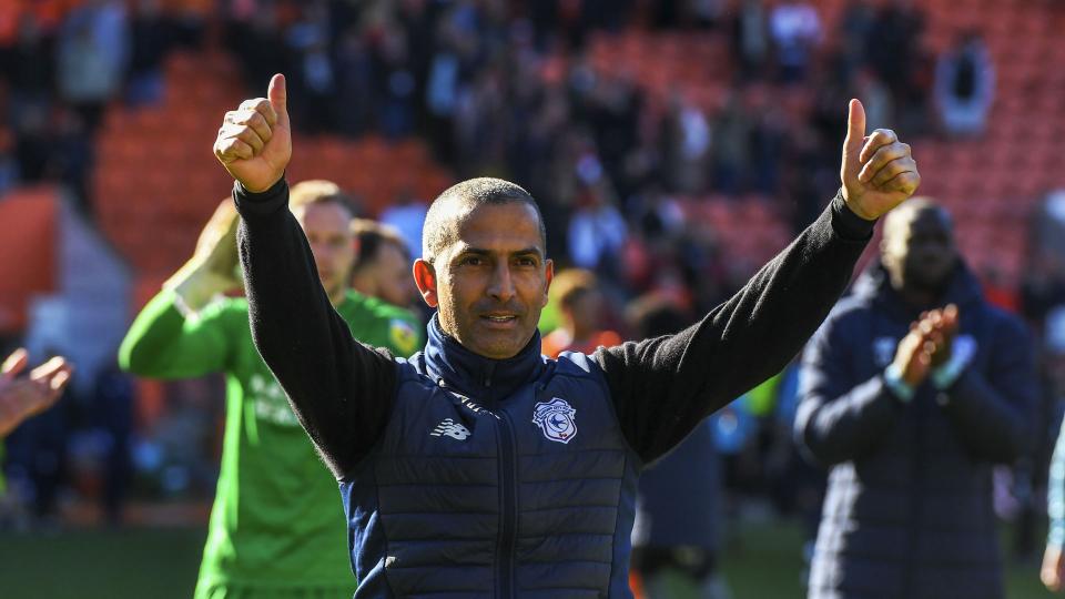 Sabri Lamouchi celebrates at Bloomfield Road...
