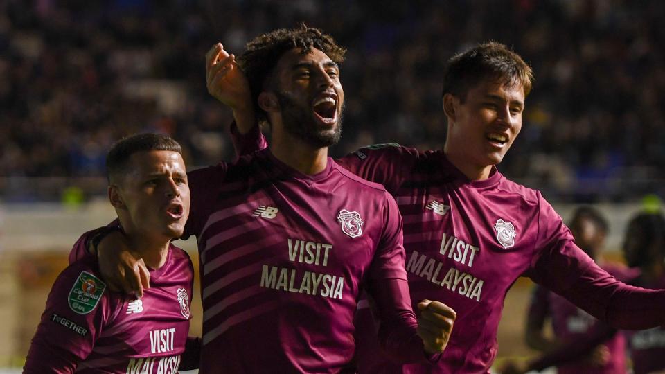 Kion Etete celebrates his goal against Birmingham City...