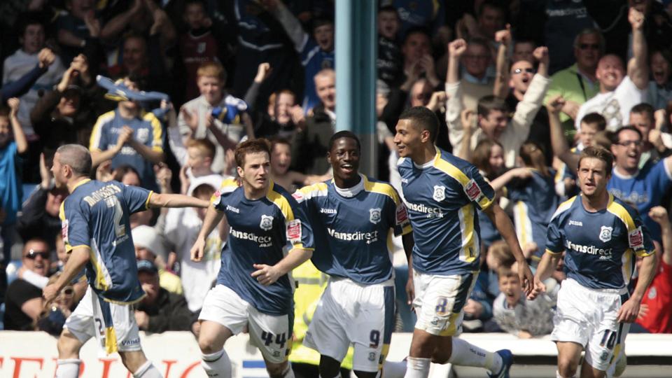 City celebrate in the 2009 South Wales derby...