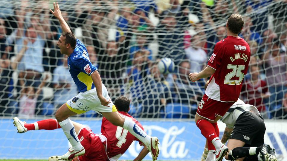 Michael Chopra scores against Bristol City...
