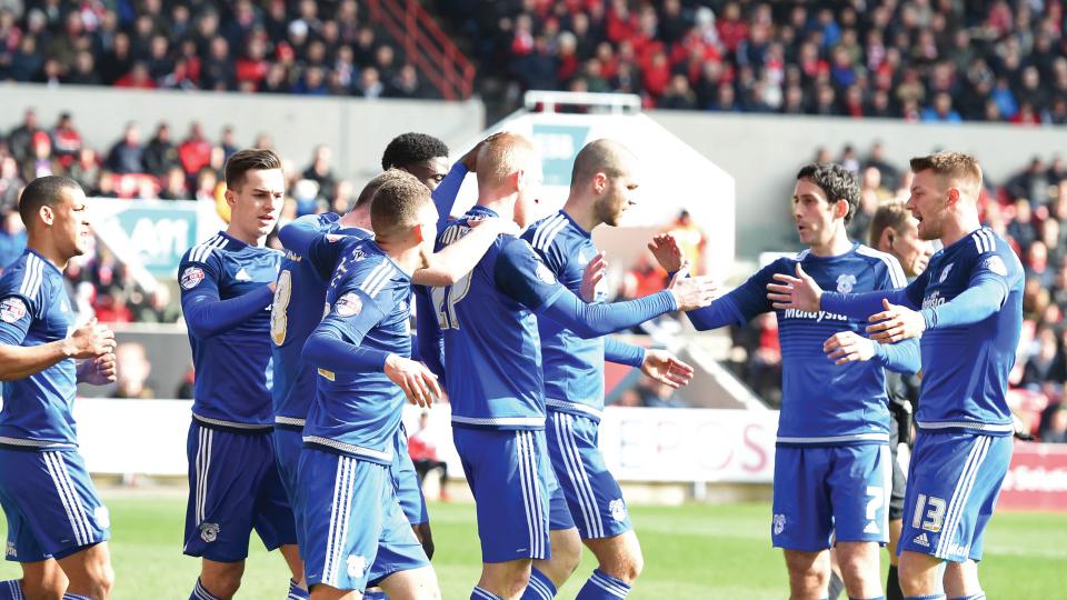 The Bluebirds celebrate at Ashton Gate...