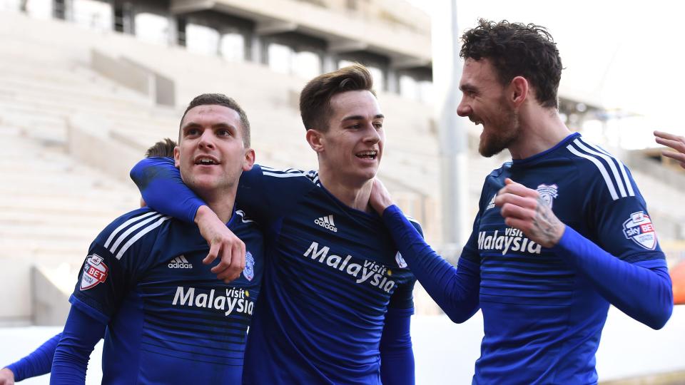 The Bluebirds celebrate at Ashton Gate...