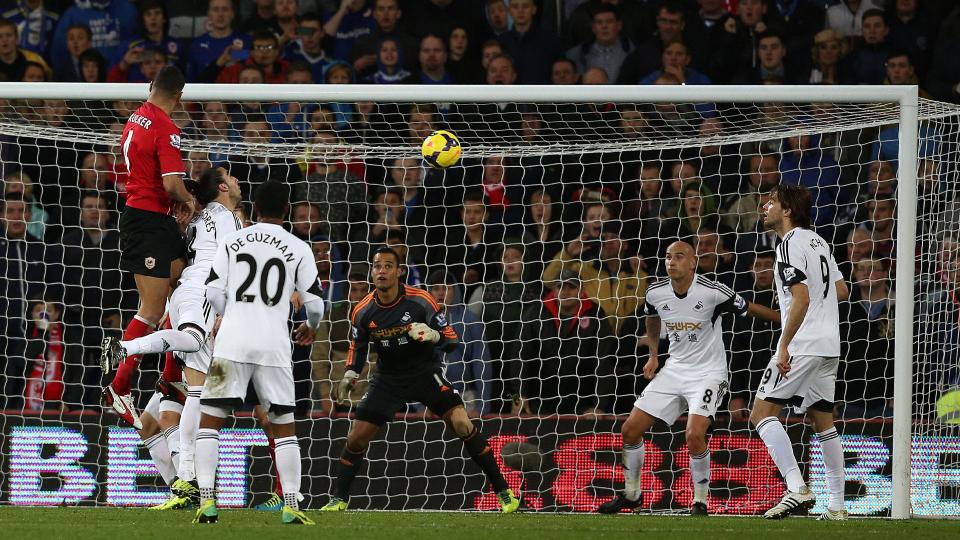 Steven Caulker opens the scoring for Cardiff City