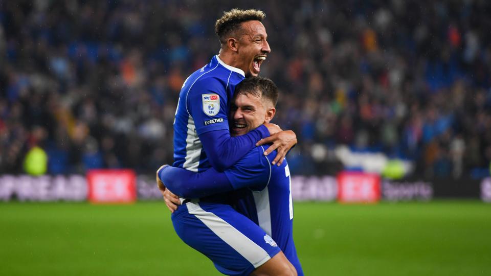 Callum Robinson and Aaron Ramsey celebrate...