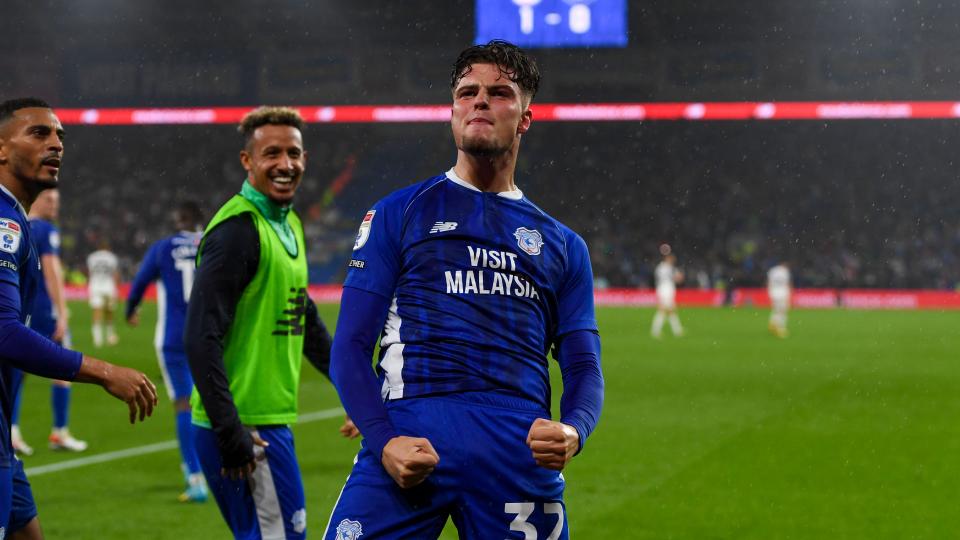 Ollie Tanner celebrates giving Cardiff City the lead
