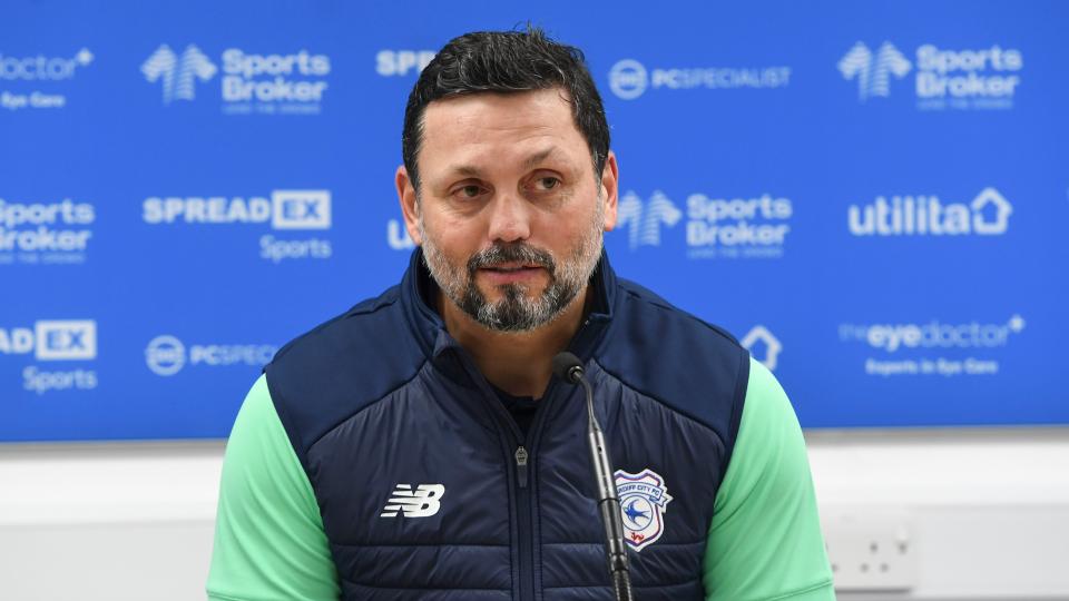 Erol Bulut speaks to the press at Huddersfield Town...