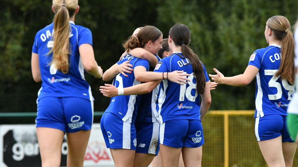 Molly Kehoe celebrates scoring for Cardiff City Women