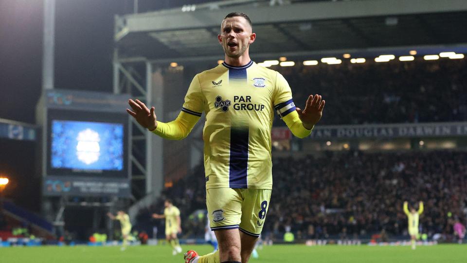 Alan Browne celebrates scoring for Preston North End