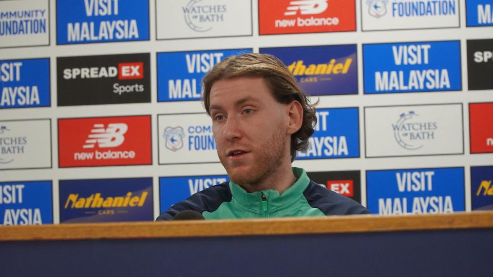 Josh Bowler speaks to the press