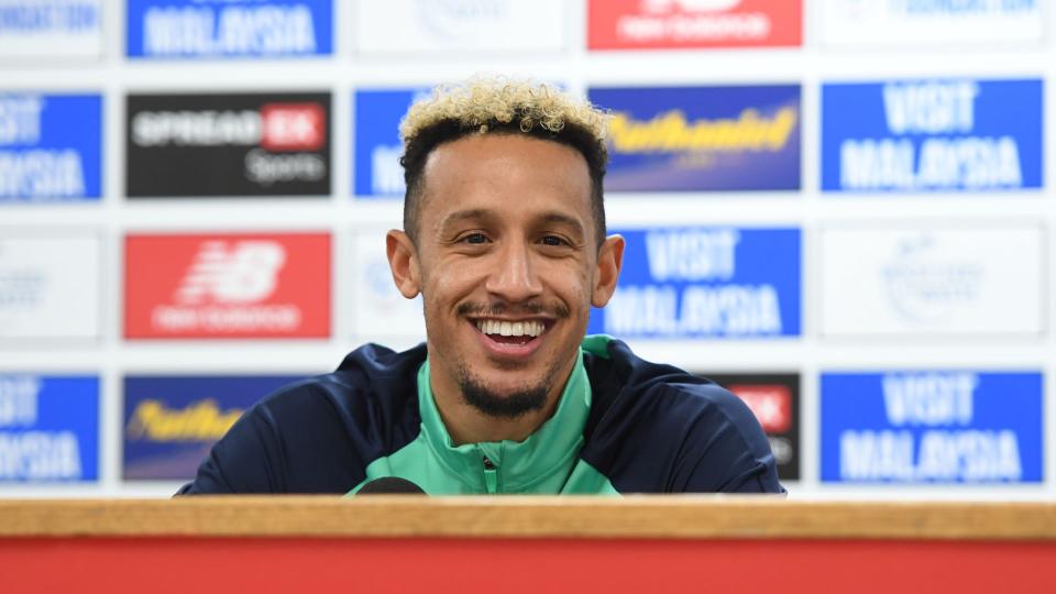 Callum Robinson speaks to the press