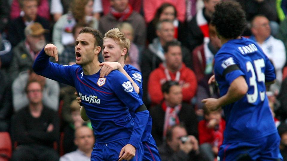 Juan Cala celebrates his goal against Southampton...