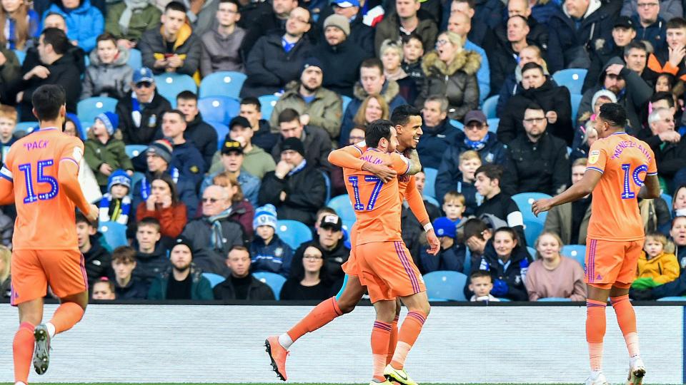 Lee Tomlin and Robert Glatzel celebrate at Sheffield Wednesday...