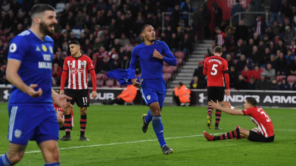 Kenneth Zohore celebrates his goal against Southampton...