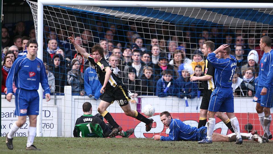 Aaron Ramsey celebrates scoring his first goal for Cardiff City
